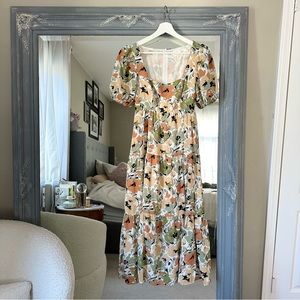 Astr The Label Square Neck Midi Floral Dress XS